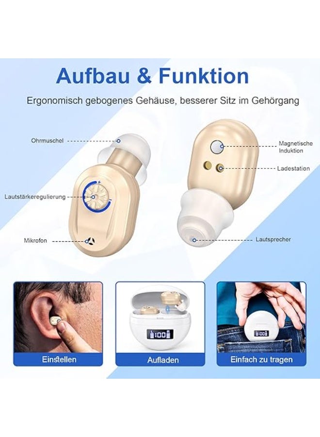 Hearing aids, invisible magnetic hearing aids, contact charging case with LED power display (white + skin color) - Image 5